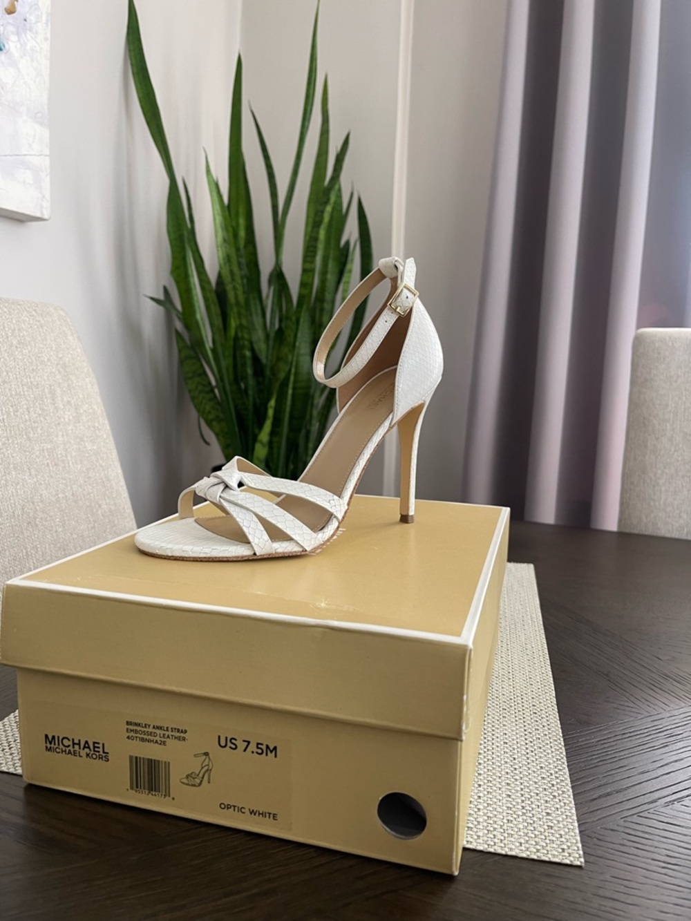 MICHAEL Michael Kors Optic White Strappy Ankle-Strap Stiletto Sandals